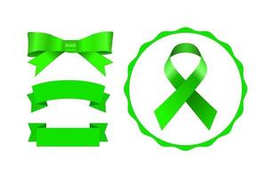 green bow banner and ribbon icon set vector