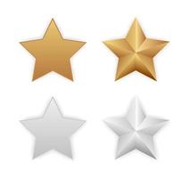 gold and silver metallic stars vector
