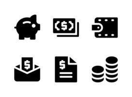 conjunto simple de iconos sólidos vectoriales relacionados con las finanzas vector