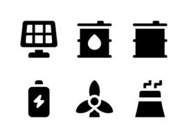 conjunto simple de iconos sólidos vectoriales relacionados con la energía vector