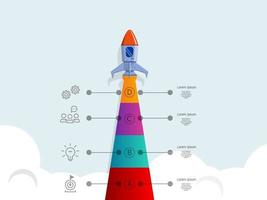 lanzamiento de cohetes elementos de infografía de inicio de negocios vector