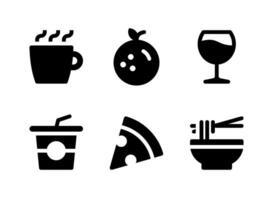 conjunto simple de iconos sólidos vectoriales relacionados con comida y bebida vector