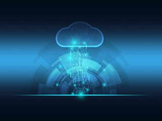 abstract futuristic blue cloud and big data technology background