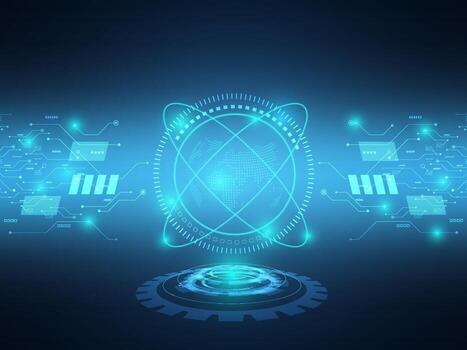 abstract blue futuristic technology background data transfer with circuit vector