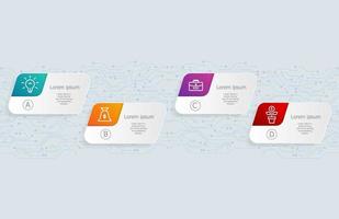 abstract horizontal circuit board infographics, 4 steps for presentation vector