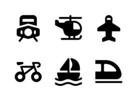 conjunto simple de iconos sólidos vectoriales relacionados con el transporte vector