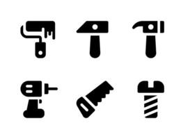 conjunto simple de iconos sólidos vectoriales relacionados con la construcción vector