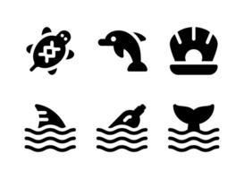 conjunto simple de iconos sólidos vectoriales relacionados con el mar vector