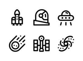 Simple Set of Space Related Vector Line Icons