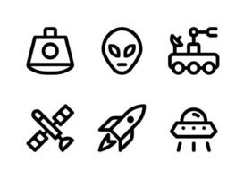 Simple Set of Space Related Vector Line Icons