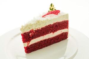 Red velvet cake on white plate isolated on white background photo