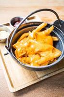 French fries with cheese on top photo