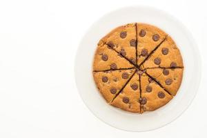 Chocolate brownies cake in white plate photo