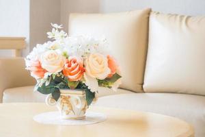 Flower vase on table photo