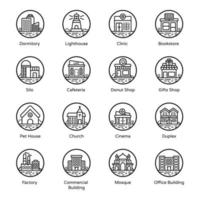 iconos de edificios modernos vector