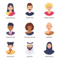 Avatars of People of Different Nationalities from Around the World vector