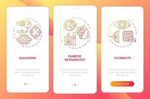 Adults eyes diseases onboarding mobile app page screen with concepts vector