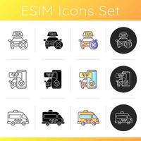 Modern taxi service icons set vector