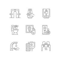 Contactless technology linear icons set vector