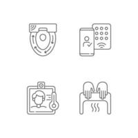 Contactless technology linear icons set vector