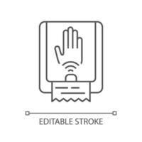 Touchless towel dispenser linear icon vector