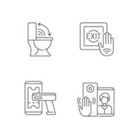 Contactless technology linear icons set vector