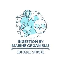 Ingestion by marine organisms concept icon vector