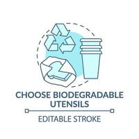 Elija el icono del concepto de utensilios biodegradables vector