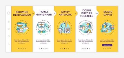 Indoor family activities onboarding vector template