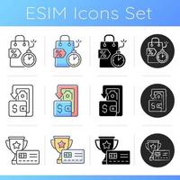 Cash back and cost reduction icons set vector