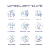 Motivational content concept icons set vector