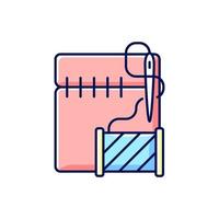 Hemming and seam repair RGB color icon vector