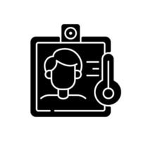 Contactless temperature screening black glyph icon vector