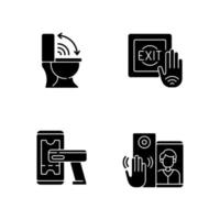 Contactless technology black glyph icons set on white space vector