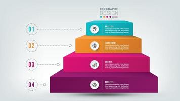 Plantilla de infografía de flujo de trabajo de proceso de 4 pasos. vector