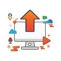 upload illustration. computer illustration. Flat vector  illustration. can use for, icon design element,ui, web, mobile app.