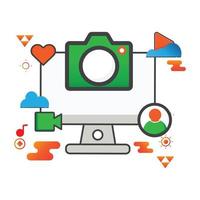 camera illustration. computer illustration. Flat vector icon. can use for, icon design element,ui, web, mobile app.