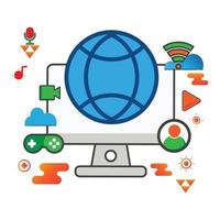 ilustración global. Ilustración de computadora. icono de vector plano. puede utilizar para, elemento de diseño de icono, interfaz de usuario, web, aplicación móvil.