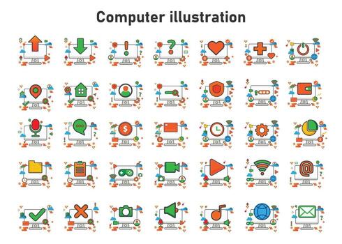 computer illustration. Flat vector illustration. can use for, icon design element,ui, web, mobile app.