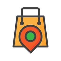 location illustration. loacation with shoping bag icon. can use for, icon design element,ui, web, mobile app. vector