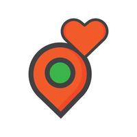 Ilustración de ubicación. ubicación con icono de amor. puede utilizar para, elemento de diseño de icono, interfaz de usuario, web, aplicación móvil. vector