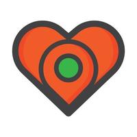 Ilustración de ubicación. ubicación con icono de amor. puede utilizar para, elemento de diseño de icono, interfaz de usuario, web, aplicación móvil. vector