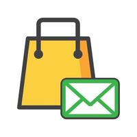 Ilustración de bolsa de compras. bolso de compras con el icono de mensaje. puede utilizar para, elemento de diseño de icono, interfaz de usuario, web, aplicación móvil. vector