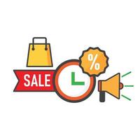 shoping bag illustration. shoping bag with time icon. can use for, icon design element,ui, web, mobile app. vector