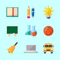 School Icon Collection in Flat Design vector