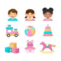 colección de iconos de niños en diseño plano vector