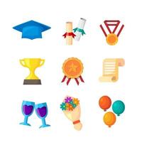 colección de iconos de graduación en diseño plano vector