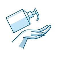 Washing hand with sanitizer liquid soap vector icon Care