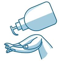 Washing hand with sanitizer liquid soap vector icon Editable