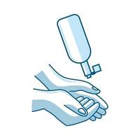 Lavarse las manos con el dedo de icono de vector de jabón líquido desinfectante